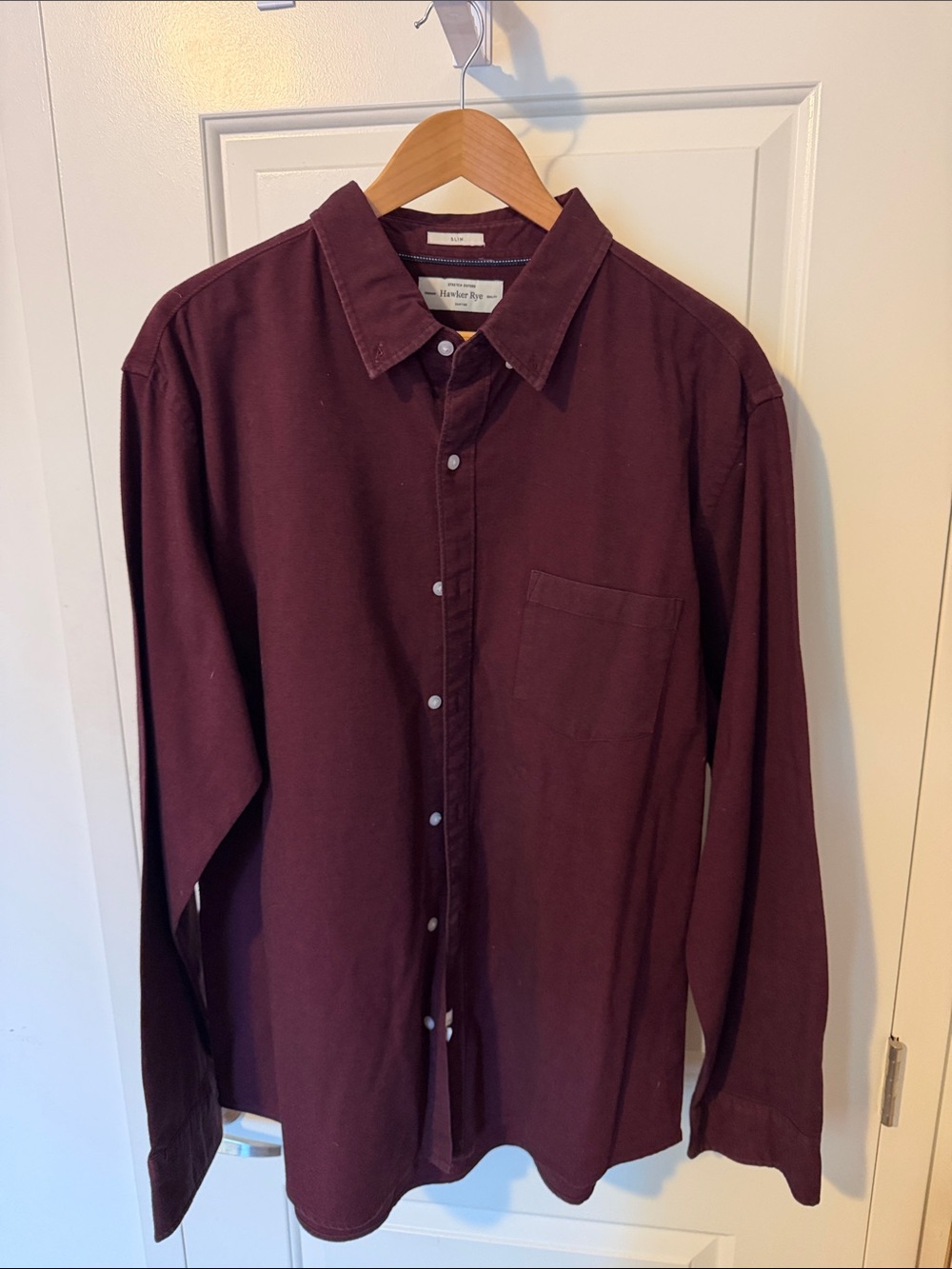 Men's Long-Sleeve Button-Up Shirt in Burgundy